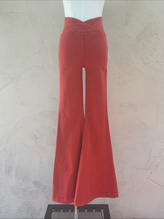 Free People Denim - Free People We The Free Pull-On Flare Jeans Coral Red Orange Size 24